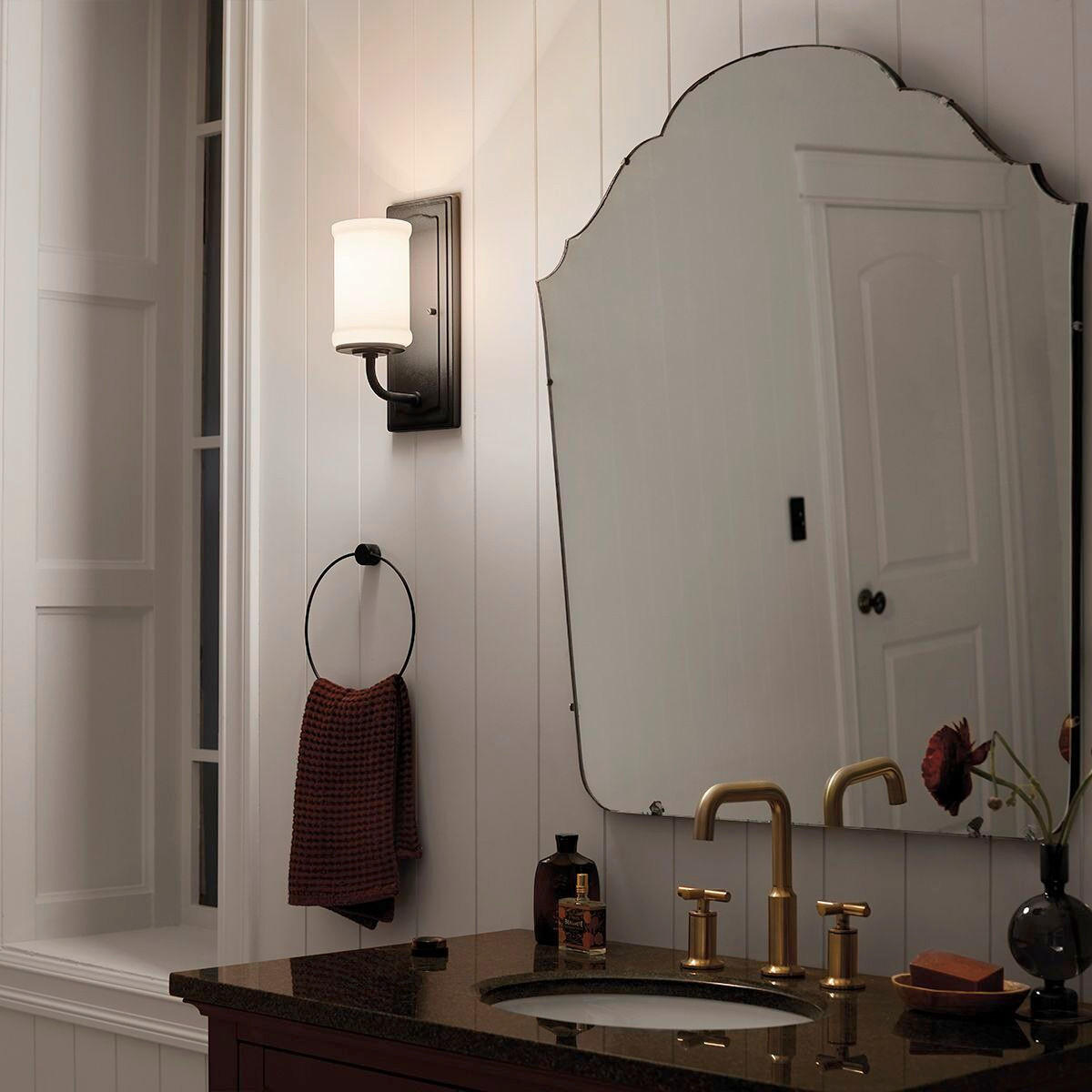 WANDLEUCHTE Kichler 30,5/12,7/15,9 cm  - Schwarz, KONVENTIONELL, Glas/Metall (30,5/12,7/15,9cm) - Elstead Lighting