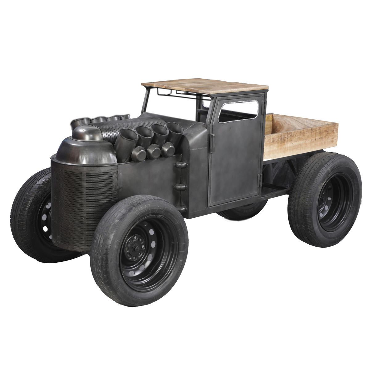 BAR szürke, natúr színű  - natúr színű/fekete, Trend, fém/fa (213/102/97cm) - Ambia Home