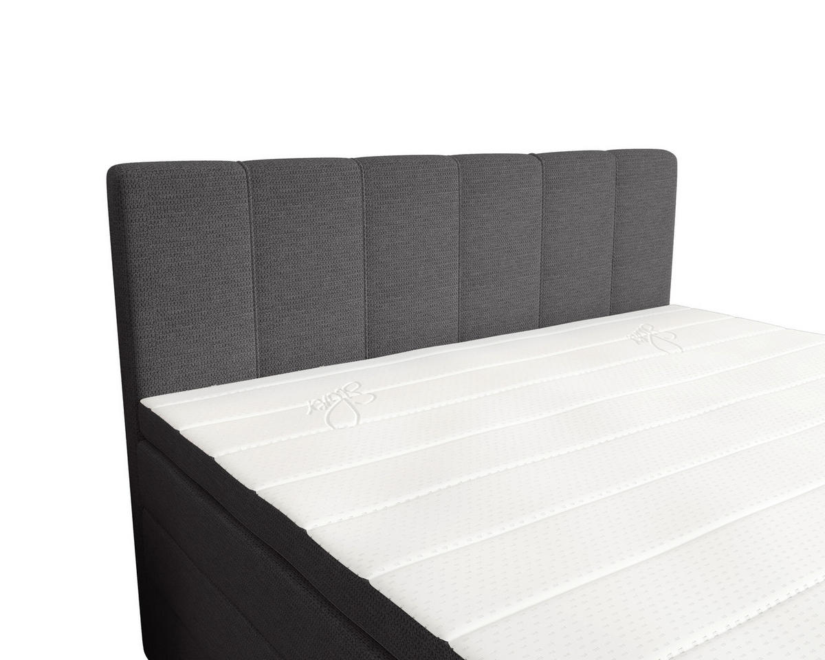 BOXSPRINGBETT 200/200 cm,  in Anthrazit, gepolstertes Kopfteil, Bettkasten, Topper, Matratzen, H2 + H3 = mittel + fest  - Anthrazit/Schwarz, KONVENTIONELL, Kunststoff/Textil (200/200cm) - Esposa