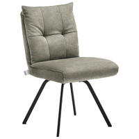 STUHL  in Velours Textil  - Greige/Schwarz, Design, Textil/Metall (50/82/68cm) - Welnova