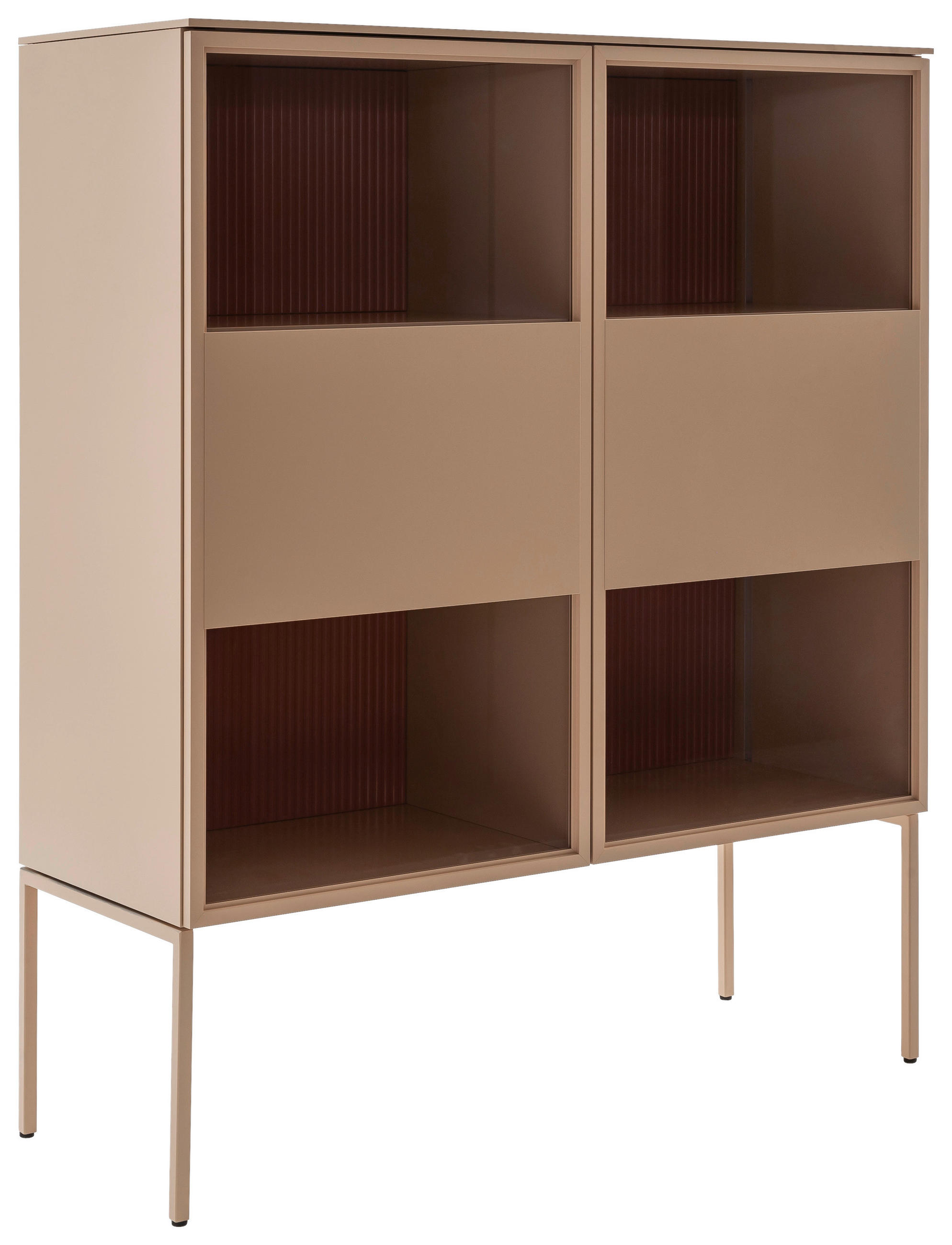 HIGHBOARD Beere, Beige  120/145/45 cm  - Beere/Beige, Design, Glas/Holz (120/145/45cm) - Schöner Wohnen