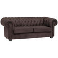 CHESTERFIELD-SOFA Webstoff Dunkelbraun  - Wengefarben/Dunkelbraun, LIFESTYLE, Holz/Textil (206/76,5/96cm) - Landscape