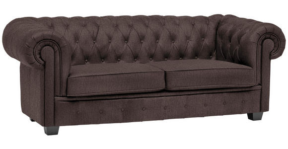 CHESTERFIELD-SOFA Webstoff Dunkelbraun  - Wengefarben/Dunkelbraun, LIFESTYLE, Holz/Textil (206/76,5/96cm) - Landscape