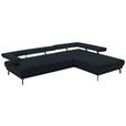 ECKSOFA in Echtleder Dunkelblau  - Schwarz/Dunkelblau, Design, Leder/Metall (305/224cm) - Dieter Knoll