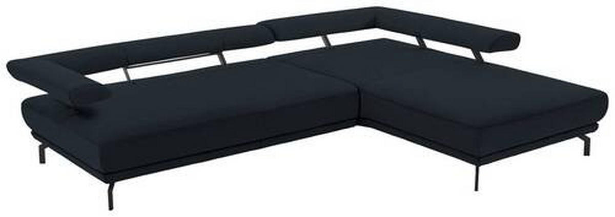 ECKSOFA in Echtleder Dunkelblau  305/224 cm  - Schwarz/Dunkelblau, Design, Leder/Metall (305/224cm) - Dieter Knoll