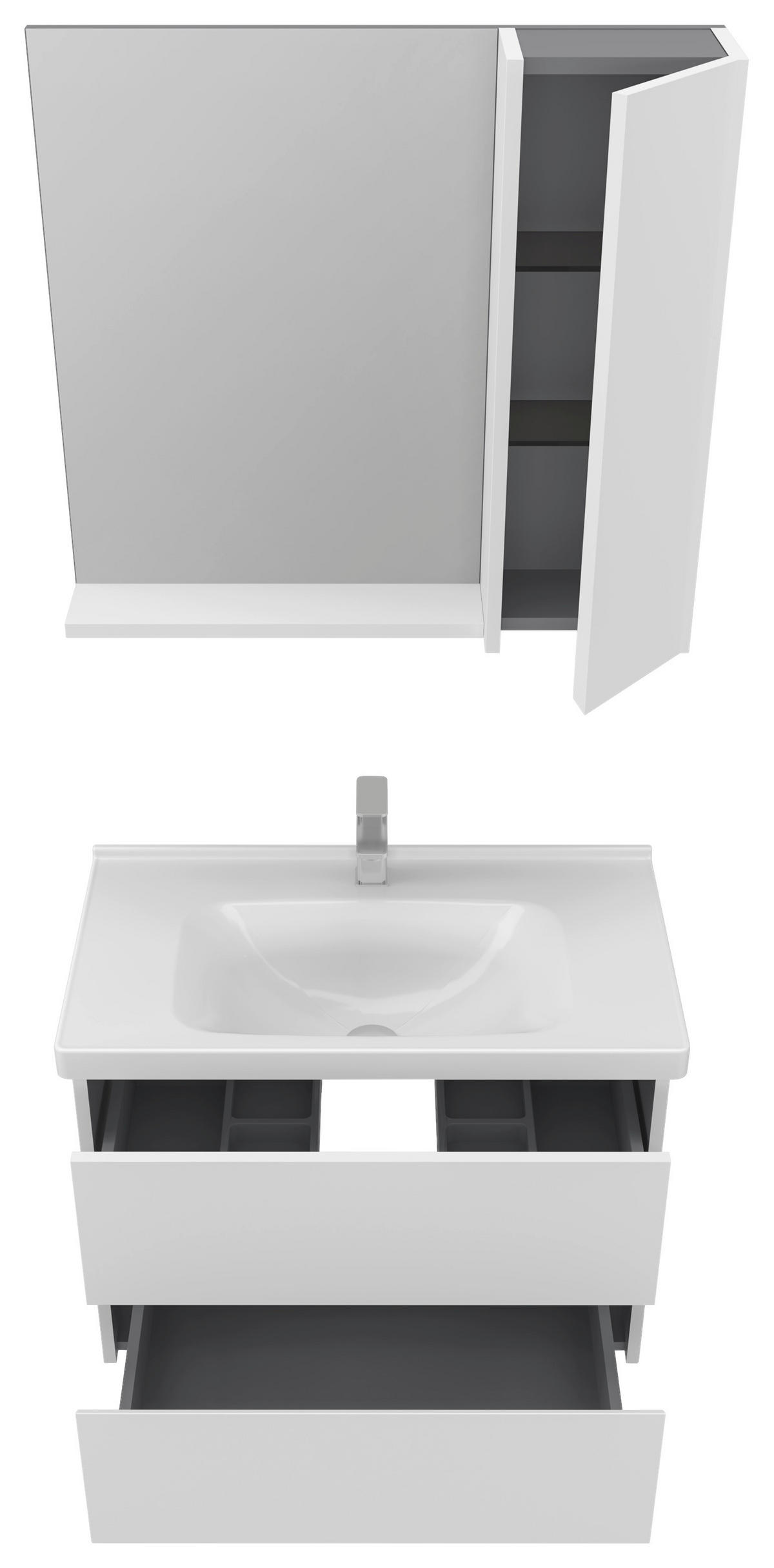 BADEZIMMER 3-teilig  in  - Weiß Hochglanz/Weiß, MODERN, Glas/Keramik (80/119/45cm) - MID.YOU