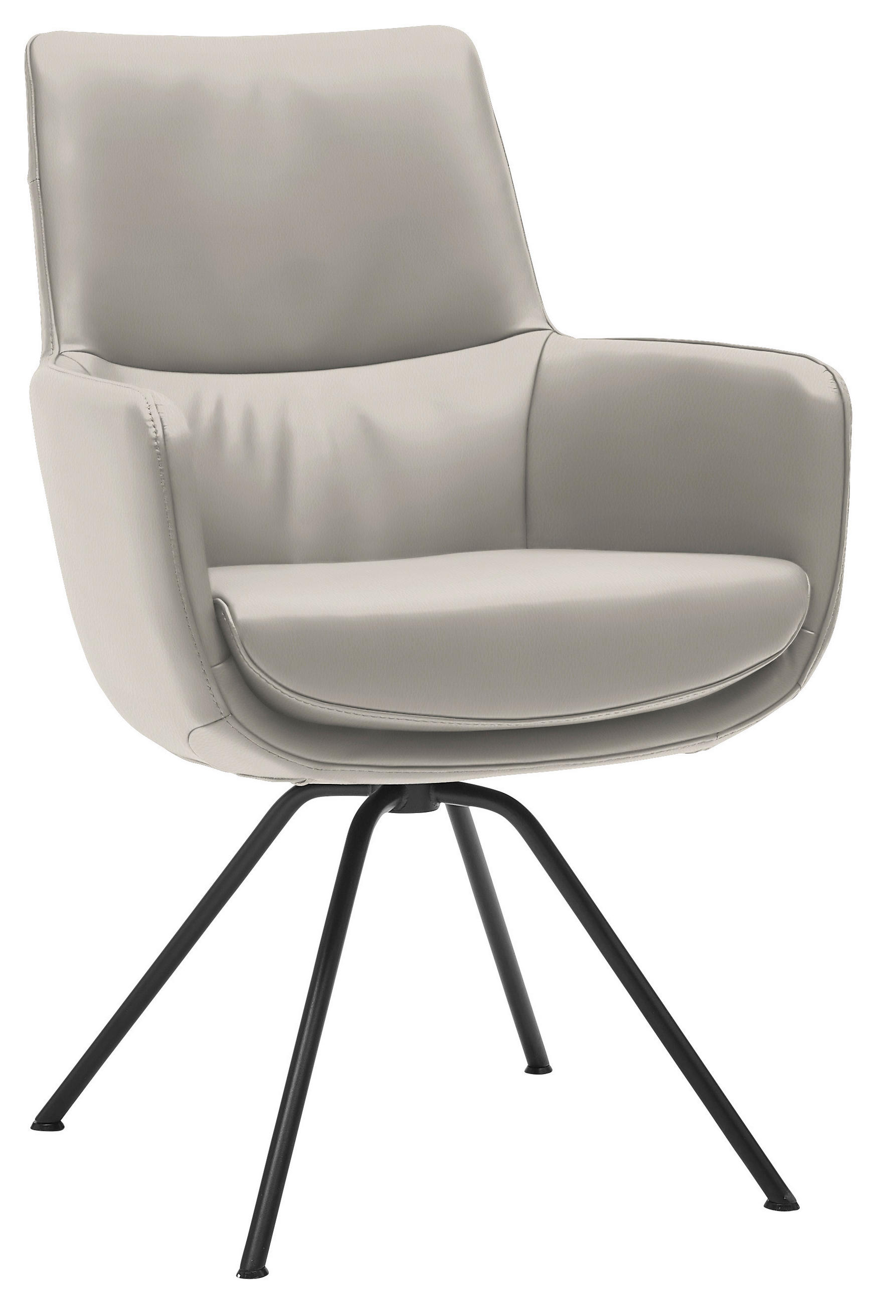ARMLEHNSTUHL  in Stahl Echtleder  - Beige/Schwarz, Design, Leder/Metall (60/90/61cm) - Dieter Knoll