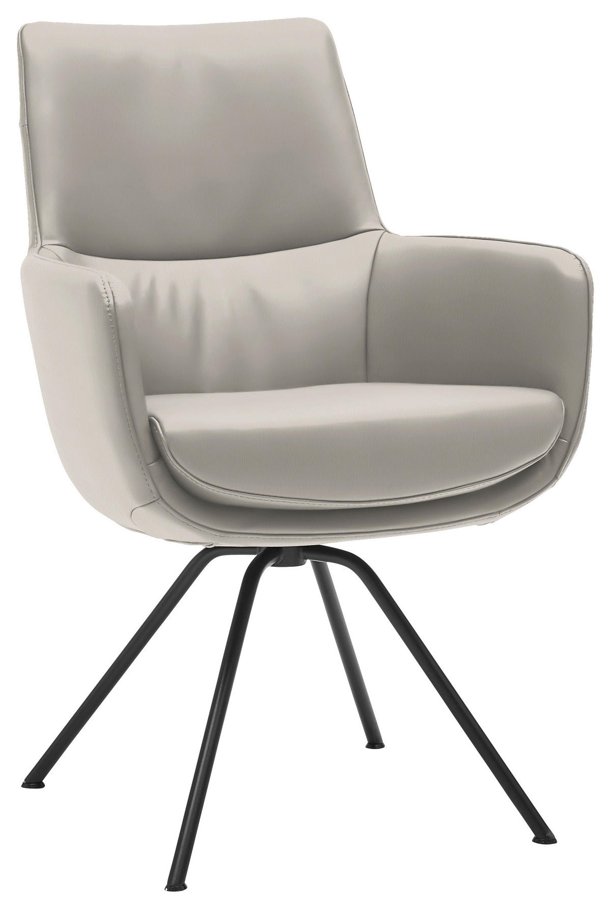 ARMLEHNSTUHL  in Stahl Echtleder  - Beige/Schwarz, Design, Leder/Metall (60/90/61cm) - Dieter Knoll