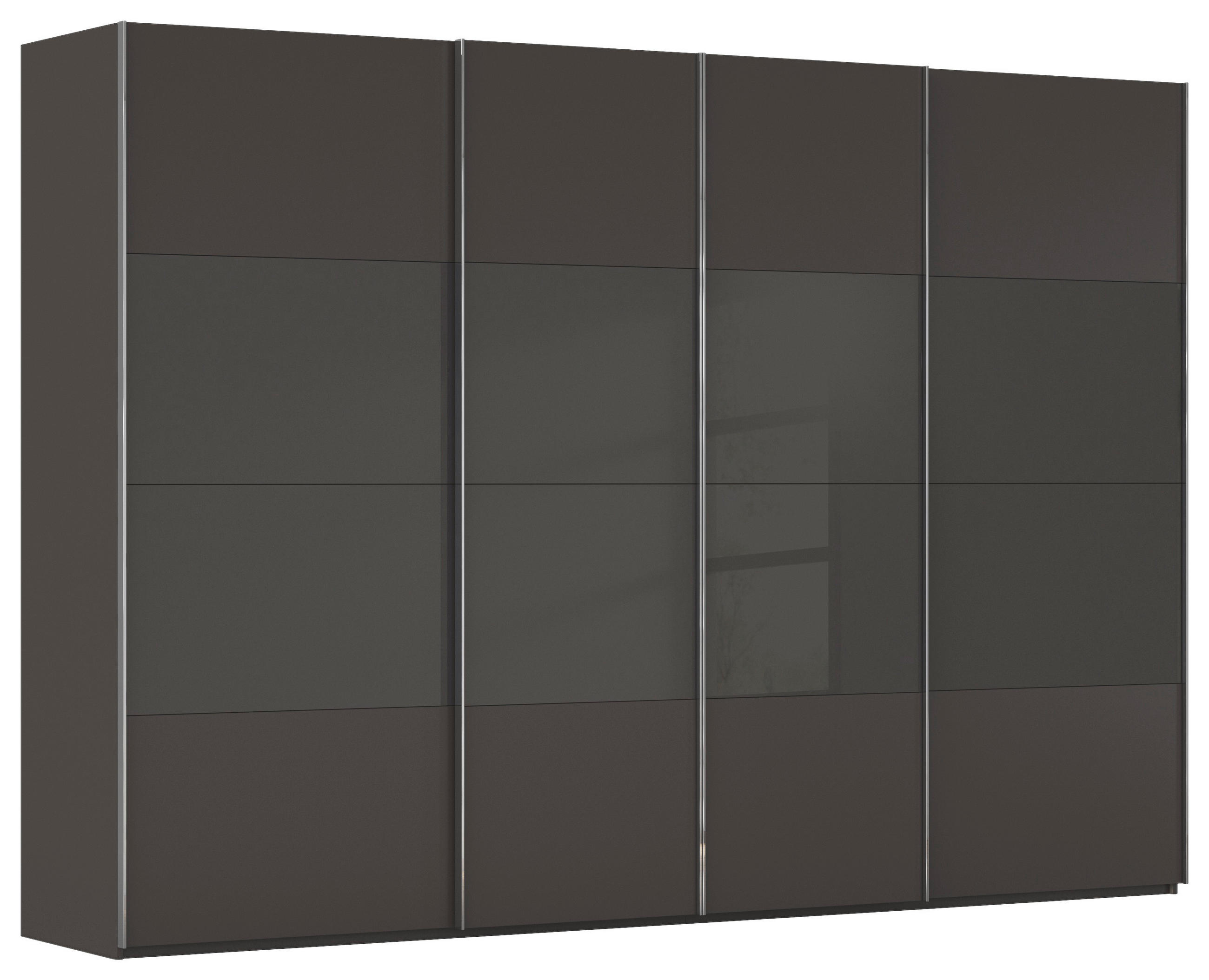 SCHWEBETÜRENSCHRANK 316/235/68 cm,  in Graphitfarben, Schwarz, 4 Tür(en)  - Chromfarben/Graphitfarben, KONVENTIONELL, Glas/Holzwerkstoff (316/235/68cm) - Novel