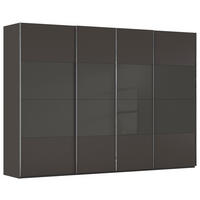 SCHWEBETÜRENSCHRANK 316/235/68 cm,  in Graphitfarben, Schwarz, 4 Tür(en)  - Chromfarben/Graphitfarben, KONVENTIONELL, Glas/Holzwerkstoff (316/235/68cm) - Novel