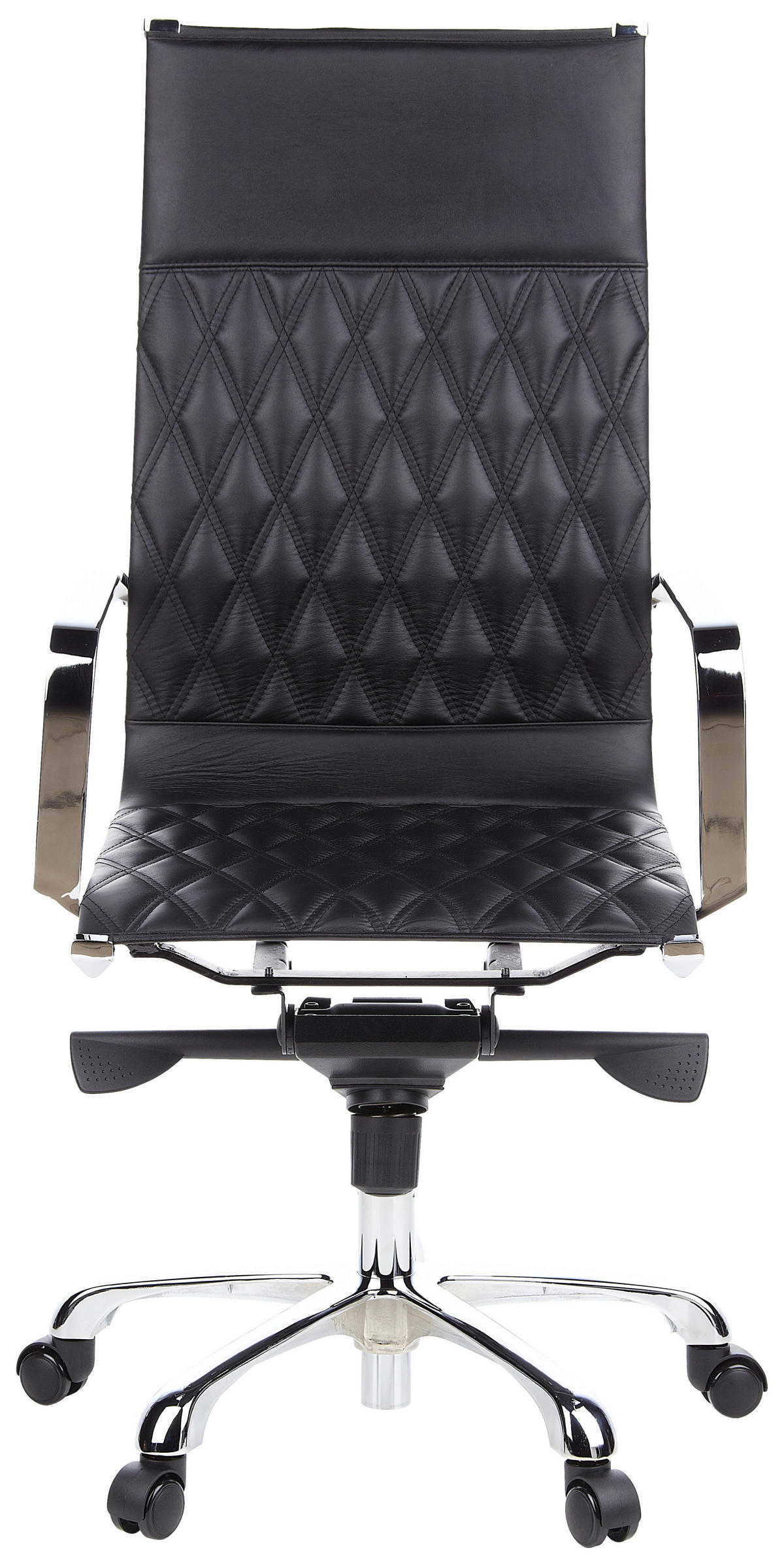 KONFERENČNI STOL usnje črna  - srebrne barve/črna, Moderno, kovina/usnje (62cm) - MID.YOU