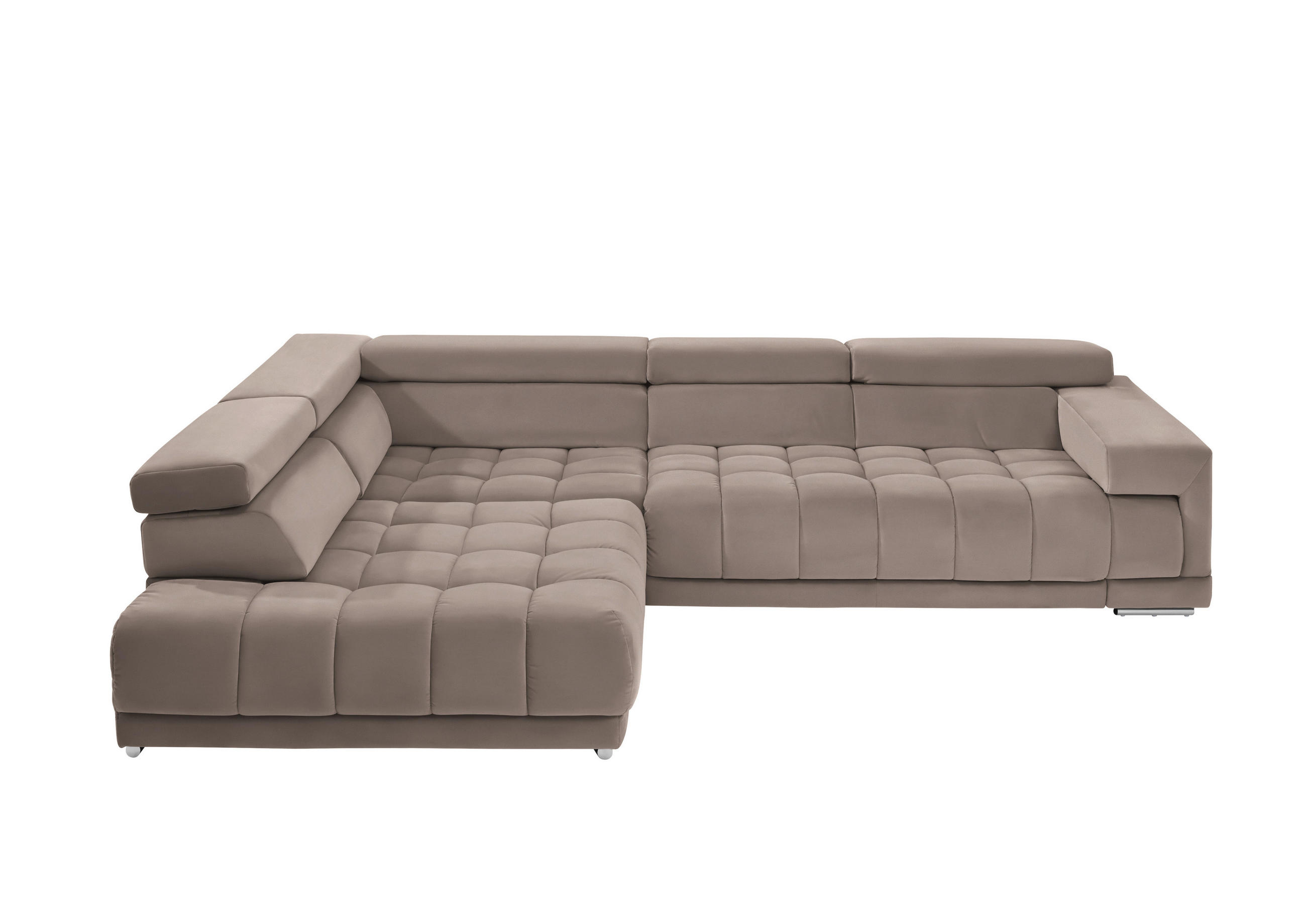 ECKSOFA in Mikrofaser Cappuccino  222/326 cm  - Chromfarben/Cappuccino, Design, Textil/Metall (222/326cm) - Beldomo Speed