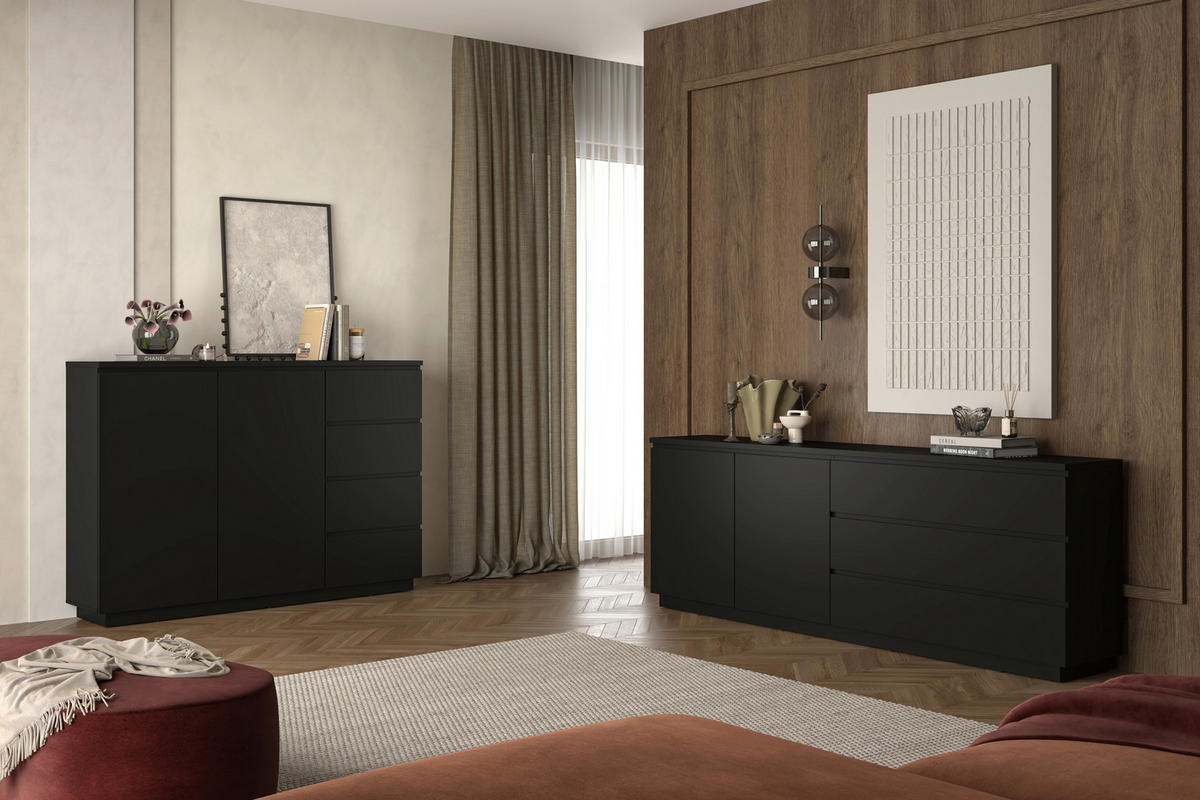 SIDEBOARD Bilbao 200/72/34,5 cm  - Schwarz, Design, Holzwerkstoff (200/72/34,5cm) - MID.YOU