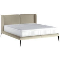 Polsterbett inkl. Matratze 180/200 cm  in Cognac  - Weiss/Cognac, Modern, Textil/Metall (180/200cm) - Livetastic