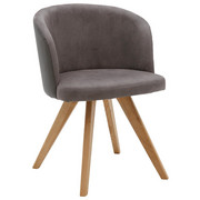 STOL, les, tekstil siva - siva/hrast, Design, tekstil/les (53/78/57cm) - Voleo