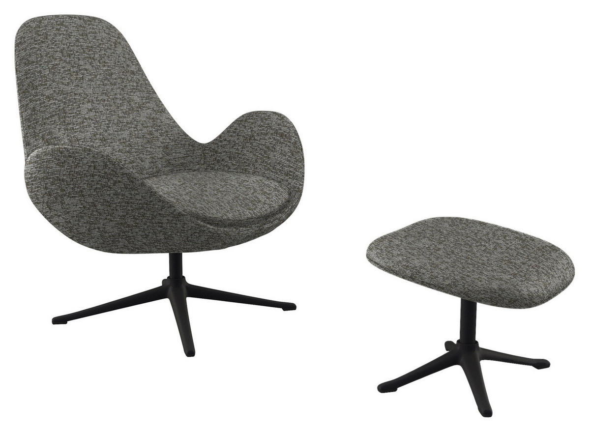 SESSEL in Chenille Grau  - Schwarz/Grau, Design, Textil/Metall (88/89/80cm) - home24