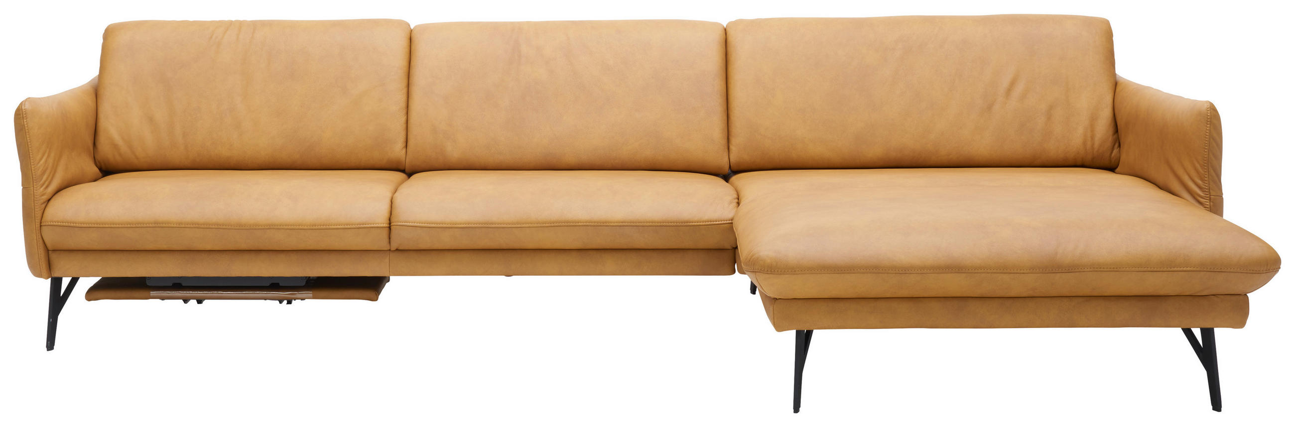 ECKSOFA Gelb Echtleder  - Anthrazit/Gelb, Design, Leder/Metall (330/174cm) - Himolla