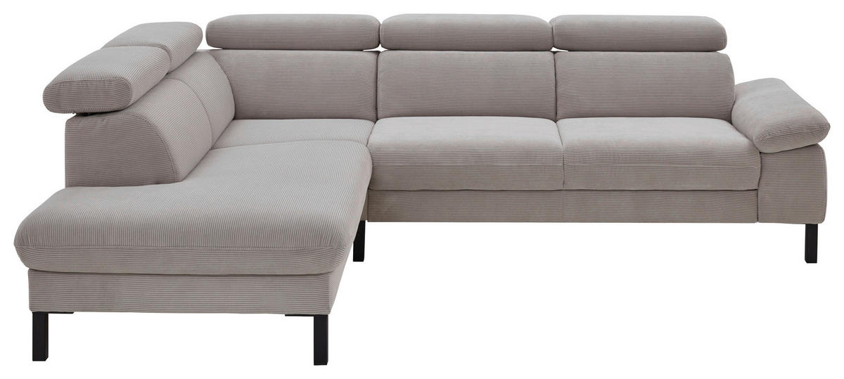 ECKSOFA in Cord Grau  217/272 cm  - Schwarz/Grau, Design, Holzwerkstoff/Textil (217/272cm) - Pure Home Comfort