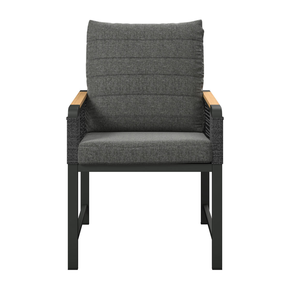 KERTI KAROSSZÉK fém, műanyag, textil natúr színű, sötétszürke  - natúr színű/sötétszürke, Modern, műanyag/textil (59/86/68cm) - Ambia Garden