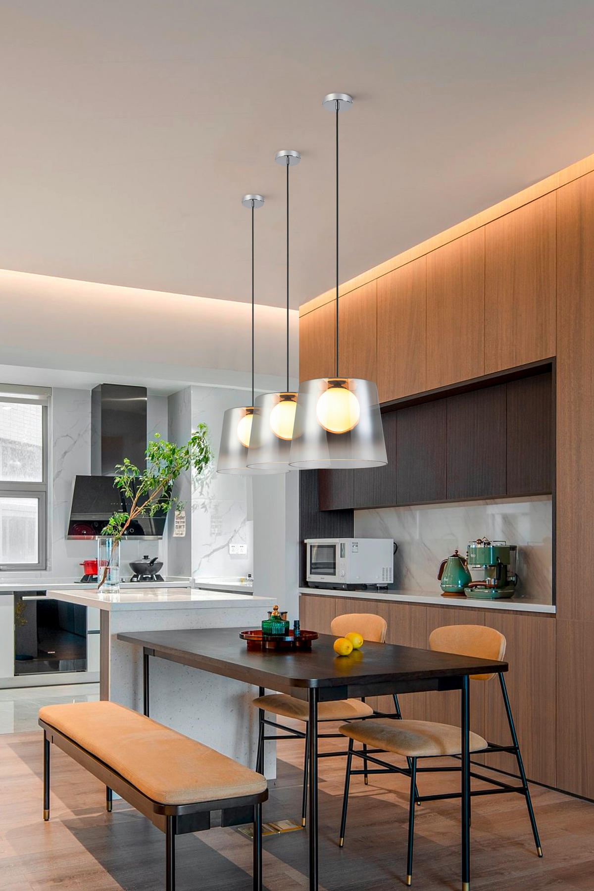 LED-HÄNGELEUCHTE 27/22-120 cm  - Chromfarben/Schwarz, LIFESTYLE, Glas/Metall (27/22-120cm) - Dieter Knoll