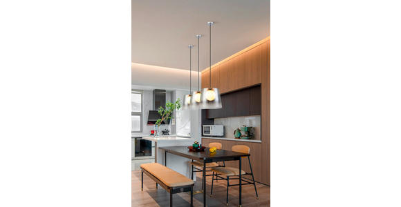LED-HÄNGELEUCHTE 27/22-120 cm - Chromfarben/Schwarz, LIFESTYLE, Glas/Metall (27/22-120cm) - Dieter Knoll