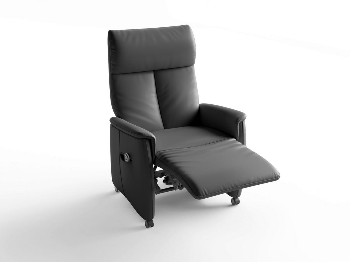 RELAXSESSEL TV CREMONA COMFORT E XL Echtleder Kopfteilverstellung, Fußteilverstellung, Rücken echt    - Schwarz, Basics, Leder/Kunststoff (76/119/84cm) - Sit & More