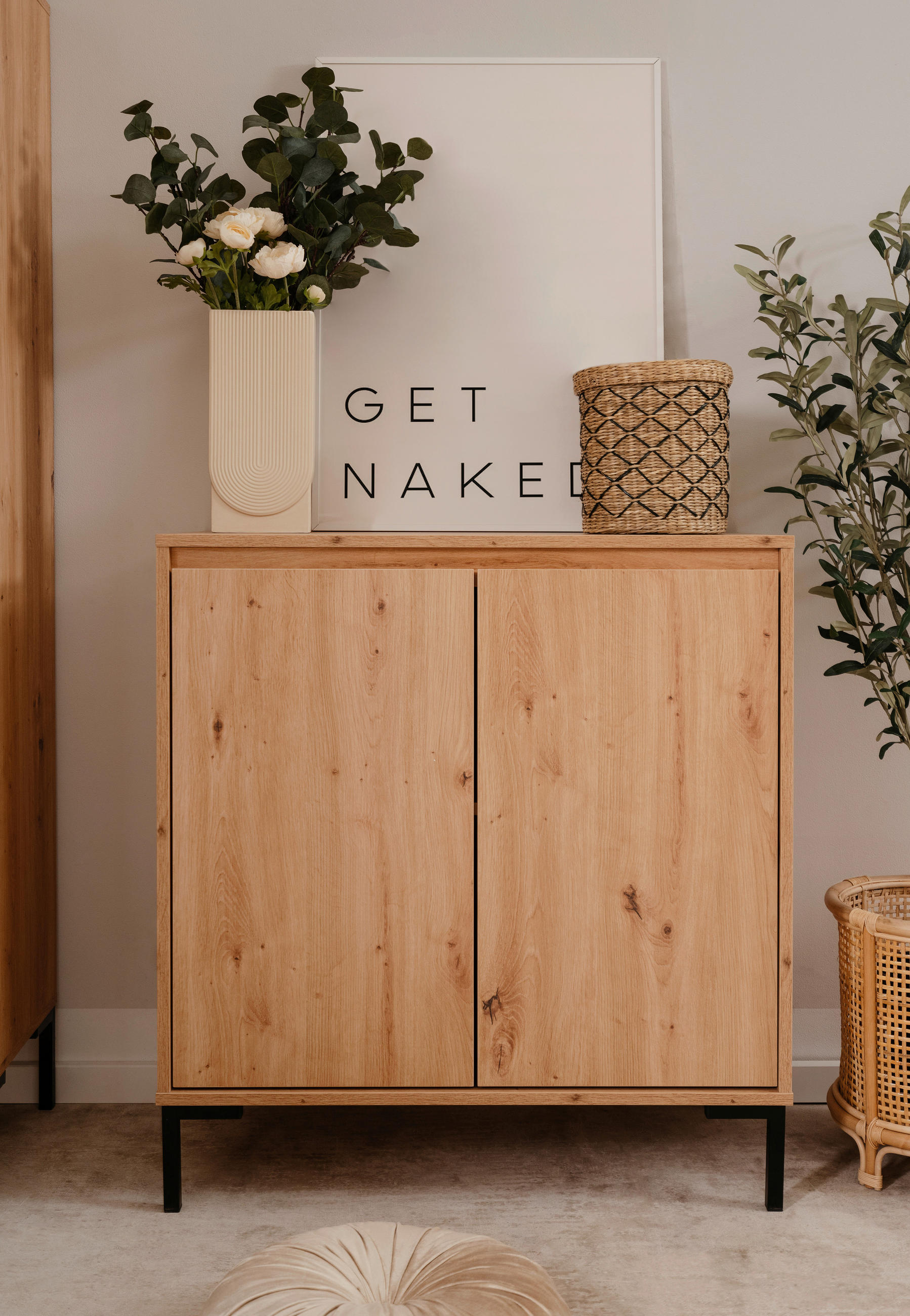 KOMMODE  in 81/87/40 cm  - Schwarz/Eiche Artisan, Design, Holzwerkstoff/Metall (81/87/40cm) - MID.YOU