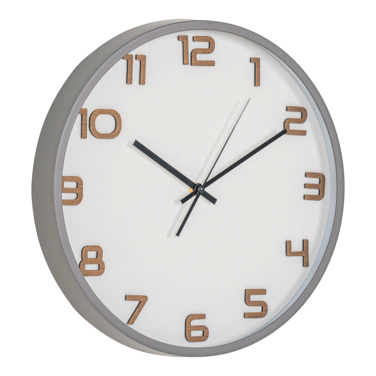 WANDUHR Greenwich Wall Clock Grau, Weiß 35/35/4,5 cm  - Weiß/Grau, Basics, Glas/Kunststoff (35/35/4,5cm)