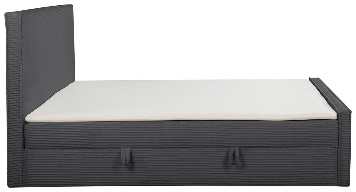 BOXBETT 180/200 cm,  in Anthrazit, gepolstertes Kopfteil, Bettkasten, Topper, Matratzen, H3 + H3 = fest  - Anthrazit/Schwarz, Basics, Kunststoff/Textil (180/200cm) - Chameo