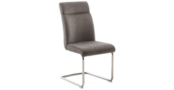 SCHWINGSTUHL in Edelstahl Flachgewebe - Edelstahlfarben/Cappuccino, Design, Textil/Metall (49/99/63cm) - Novel