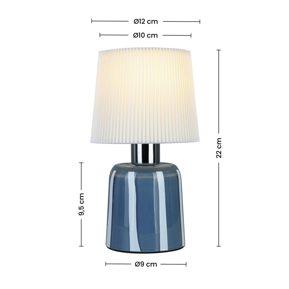 TISCHLEUCHTE 12/22 cm  - Blau/Weiß, LIFESTYLE, Glas/Kunststoff (12/22cm) - Novel