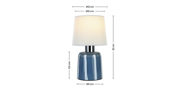TISCHLEUCHTE 12/22 cm  - Blau/Weiß, LIFESTYLE, Glas/Kunststoff (12/22cm) - Novel