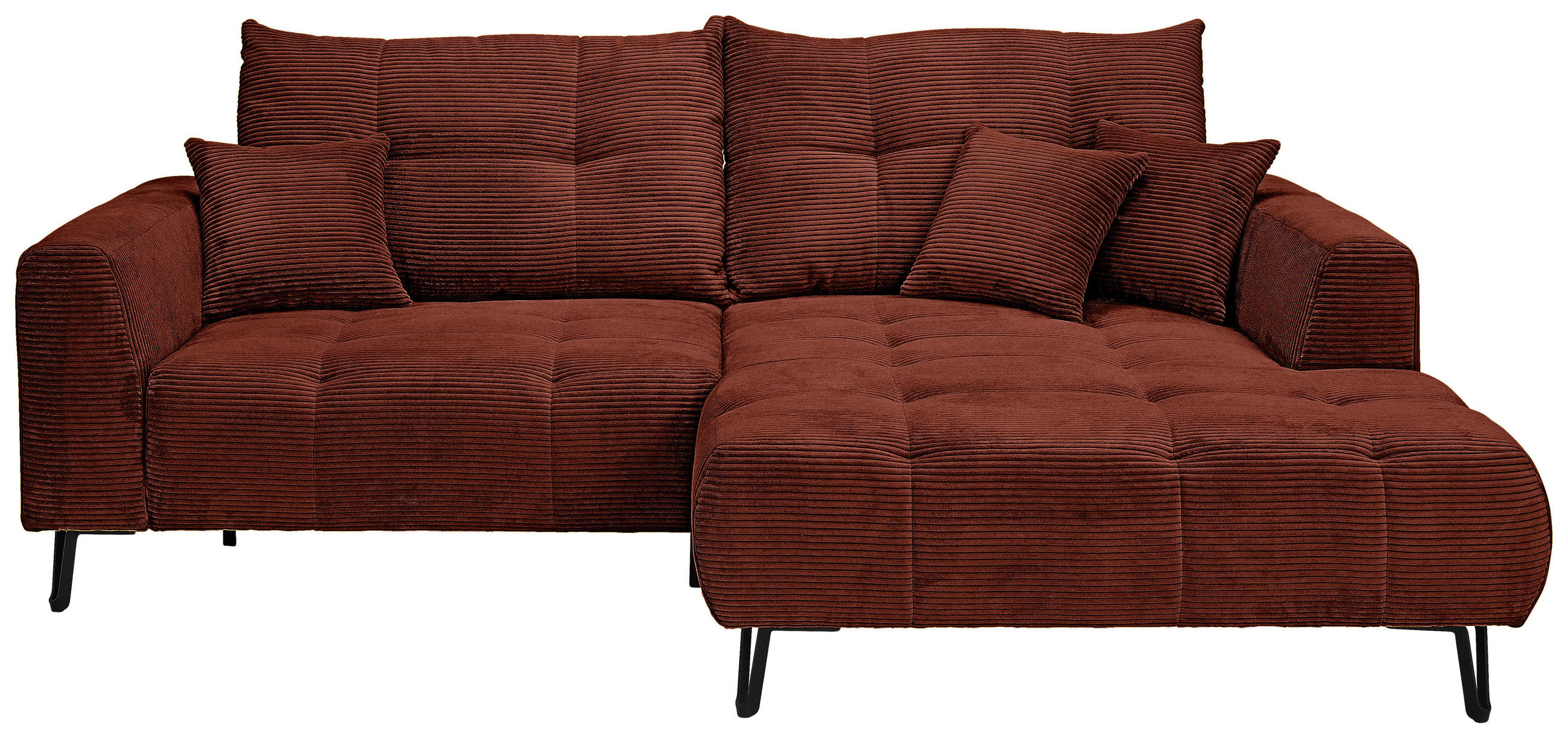 ECKSOFA Kupferfarben Cord  - Schwarz/Kupferfarben, KONVENTIONELL, Textil/Metall (250/185cm) - Carryhome