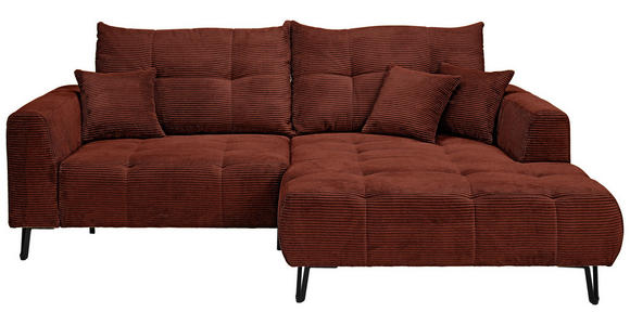 ECKSOFA in Cord Kupferfarben  - Schwarz/Kupferfarben, KONVENTIONELL, Textil/Metall (250/185cm) - Carryhome