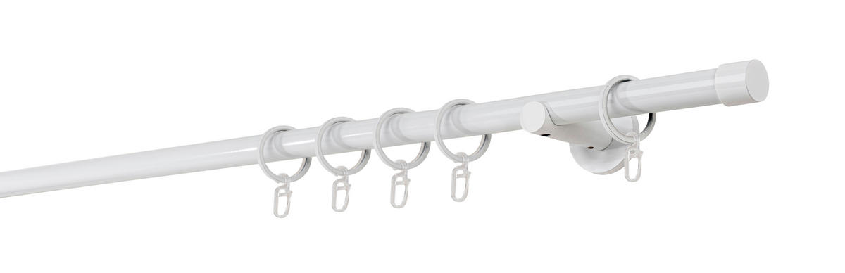 VORHANGSTANGENSET  110 cm  - Weiß, Basics, Metall (110cm)