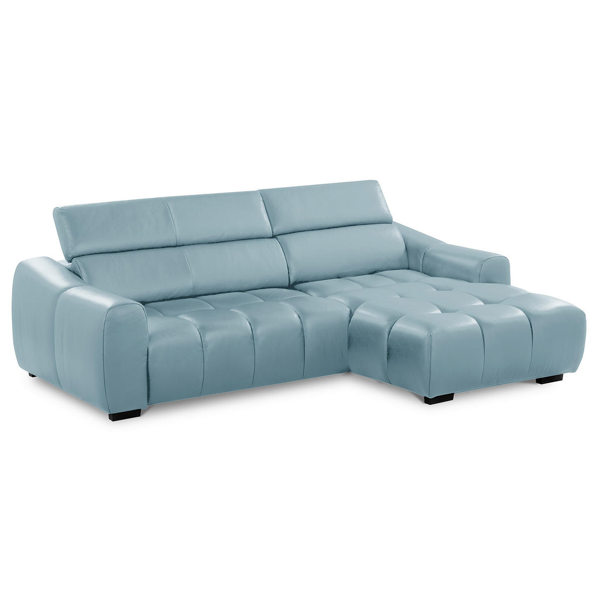ECKSOFA  Echtleder Hellblau  - Schwarz/Hellblau, Design, Leder/Kunststoff (274/177cm) - Livetastic