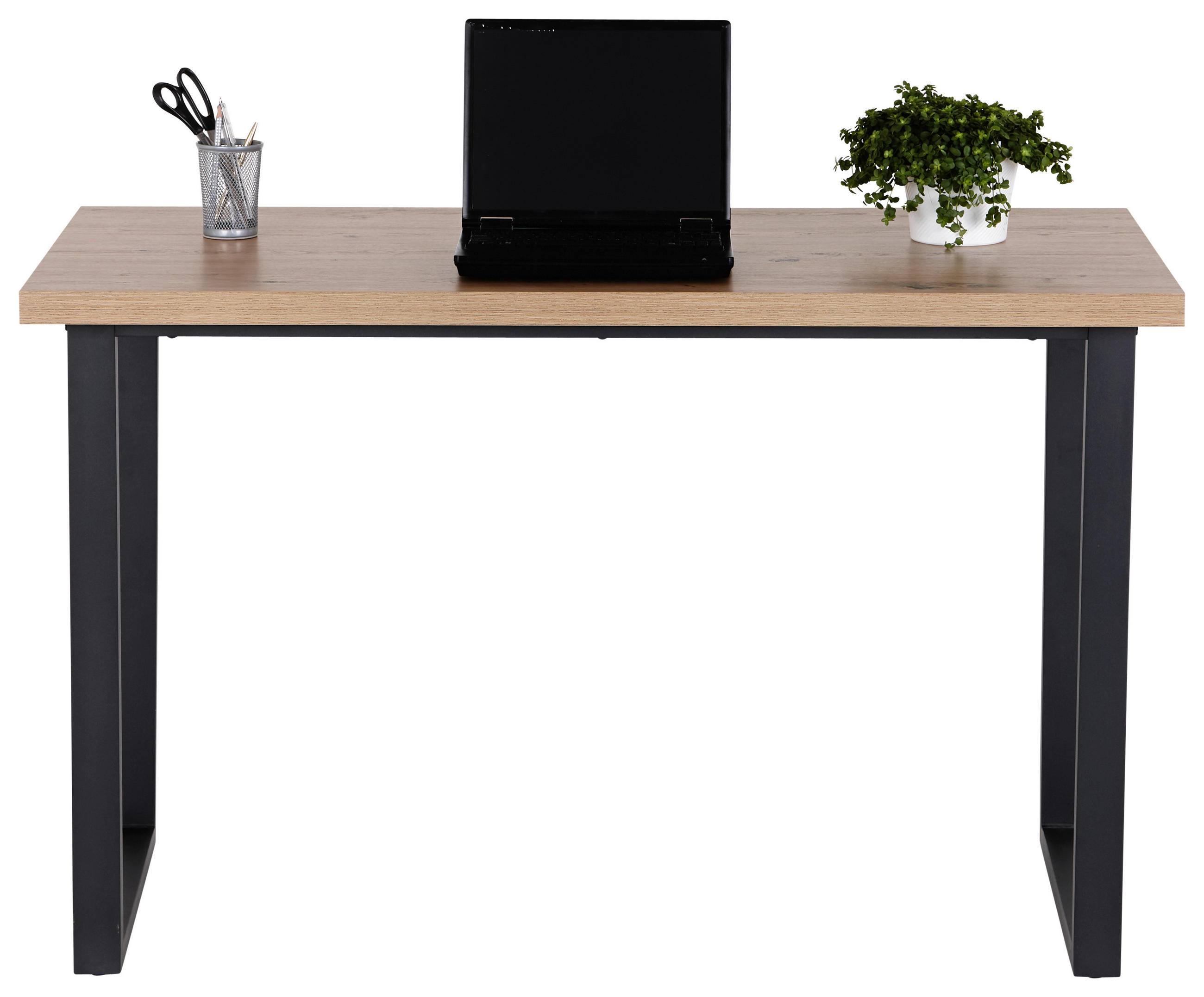 SCHREIBTISCH 120/60/75 cm  in Schwarz, Eichefarben  - Eichefarben/Schwarz, MODERN, Holzwerkstoff/Metall (120/60/75cm) - MID.YOU