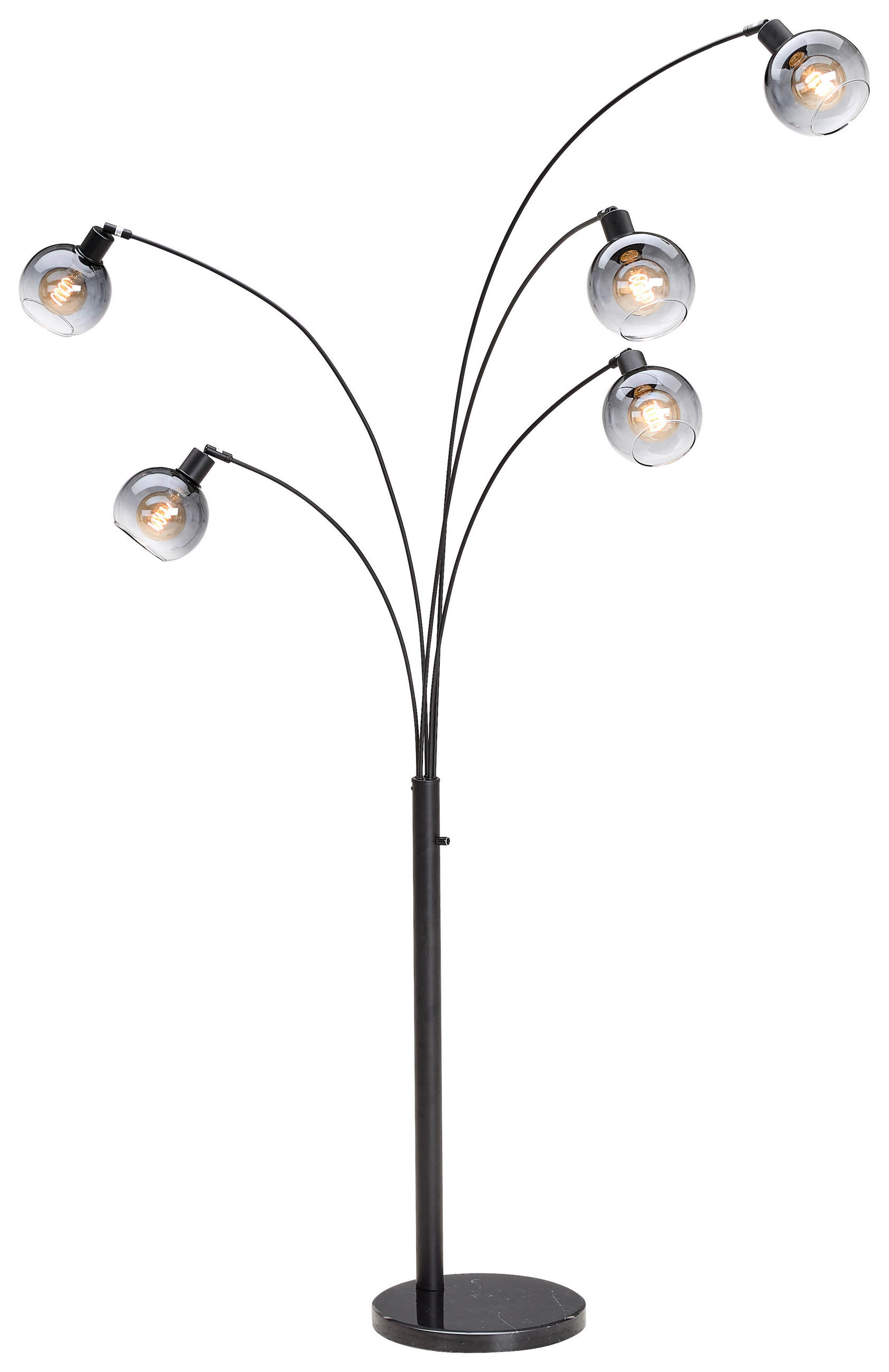 STEHLEUCHTE 98/110/208 cm    - Schwarz, KONVENTIONELL, Glas/Stein (98/110/208cm) - Globo
