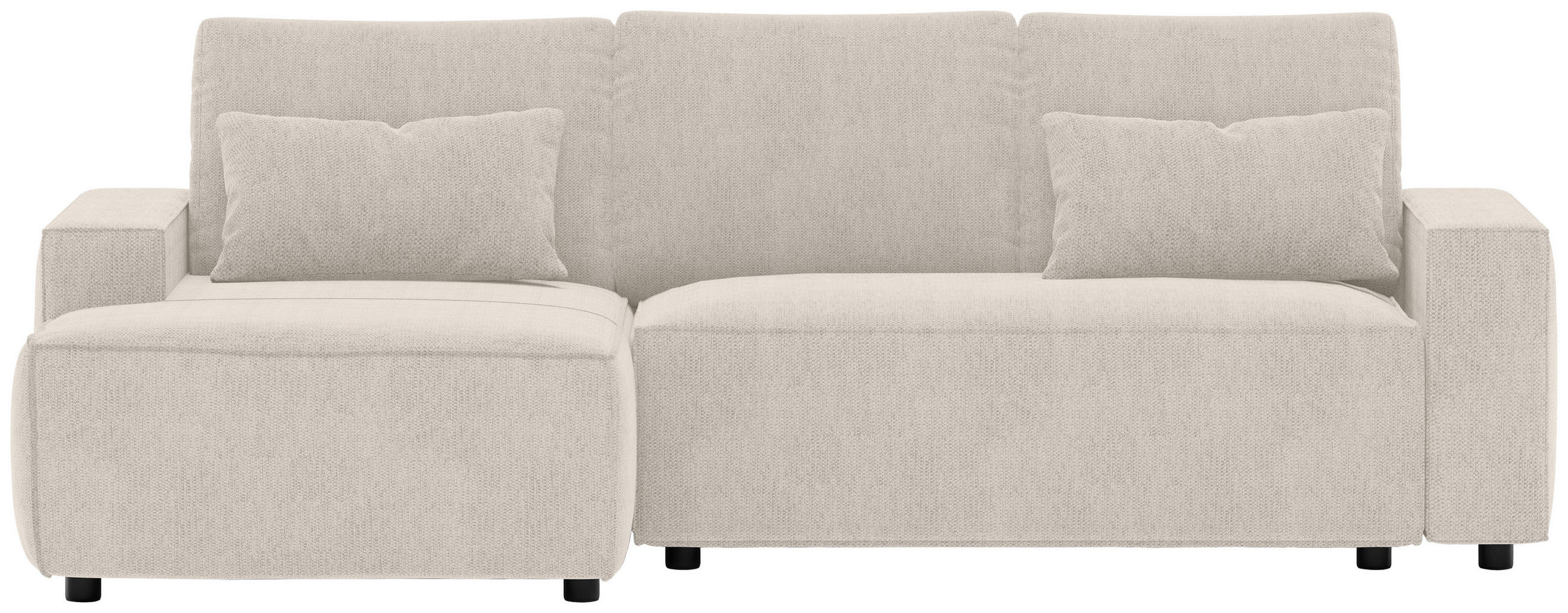 ECKSCHLAFSOFA in Chenille Beige  - Beige/Schwarz, Modern, Kunststoff/Textil (154/247cm) - Livetastic