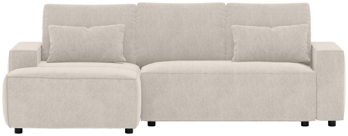 ECKSCHLAFSOFA in Chenille Beige  - Beige/Schwarz, Modern, Kunststoff/Textil (154/247cm) - Livetastic
