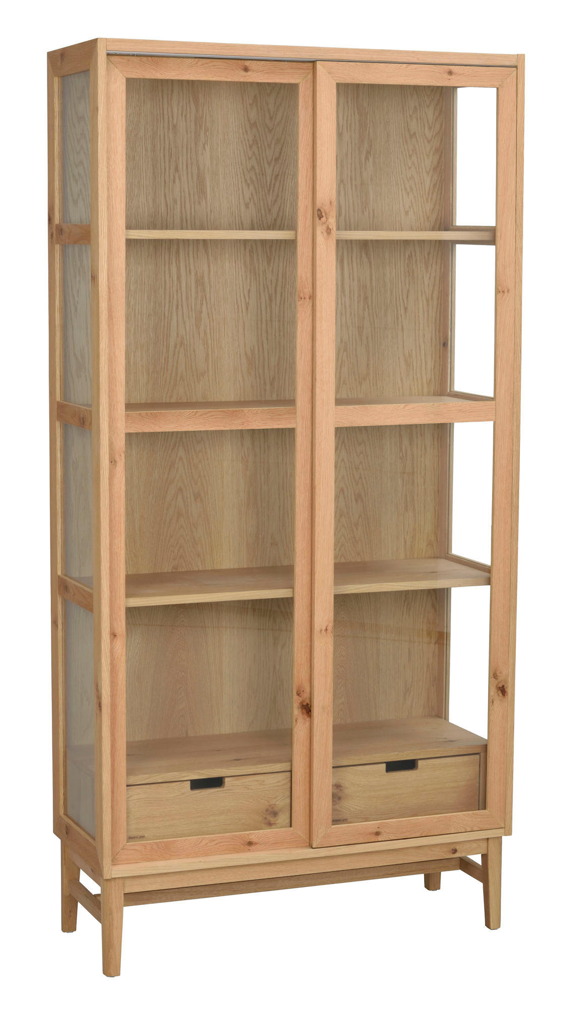 VITRINSKÅP  i faner, delar i massivt trä ek ekfärgad, transparent  - svart/ekfärgad, Modern, metall/trä (100/203/40cm) - Rowico
