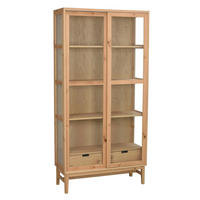 VITRINSKÅP  i faner, delar i massivt trä ek ekfärgad, transparent  - svart/ekfärgad, Modern, metall/trä (100/203/40cm) - Rowico