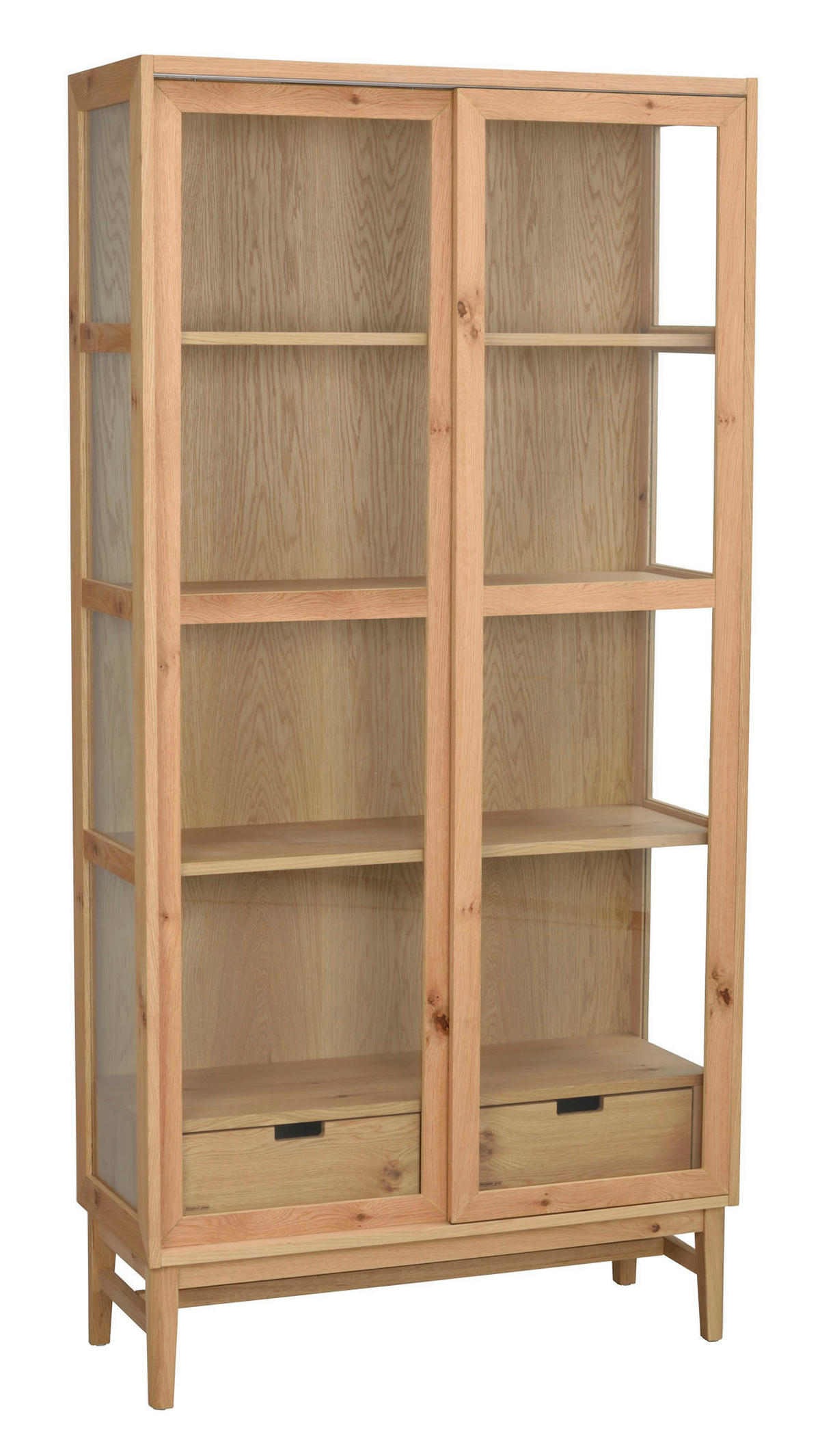 VITRINSKÅP  i faner, delar i massivt trä ek ekfärgad, transparent  - svart/ekfärgad, Modern, metall/trä (100/203/40cm) - Rowico