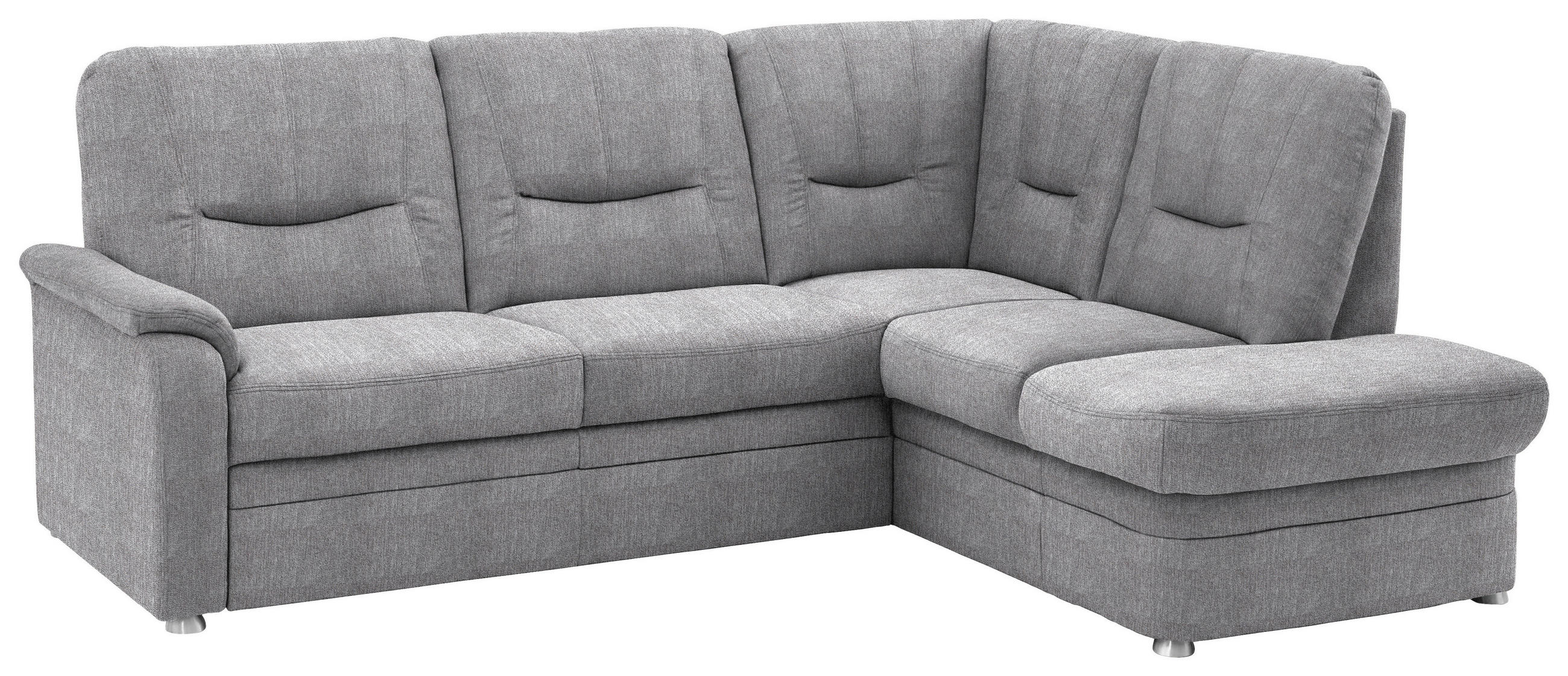 ECKSOFA Chenille Hellgrau  - Hellgrau/Schwarz, Konventionell, Kunststoff/Textil (235/185cm) - Beldomo Comfort