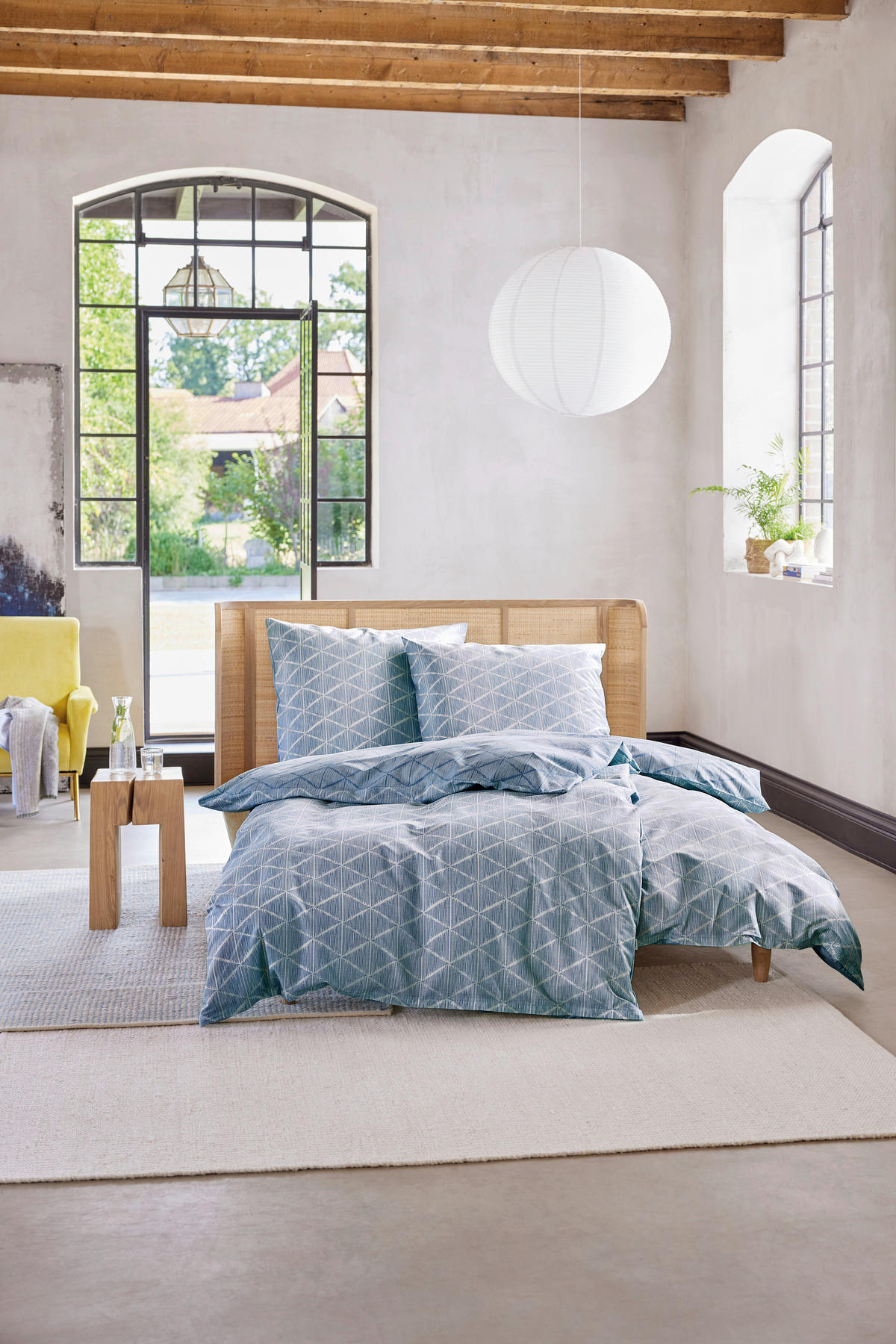 WENDEBETTWÄSCHE E-Julien Renforcé 155/220 cm  - Blau/Creme, Basics, Textil (155/220cm) - Esprit