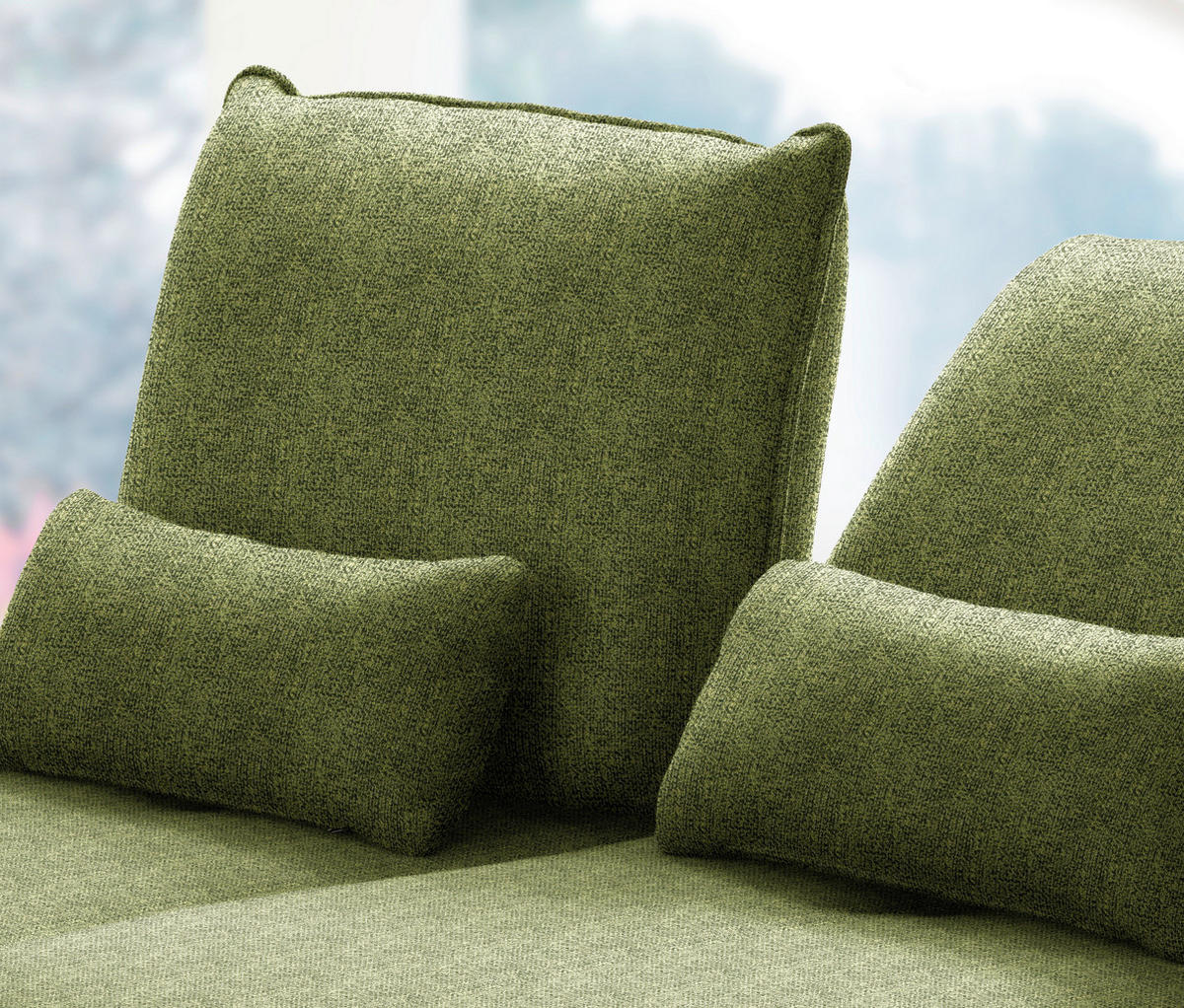 ECKSOFA in Flachgewebe Grün  - Schwarz/Grün, Design, Textil/Metall (191/301cm) - Moderano