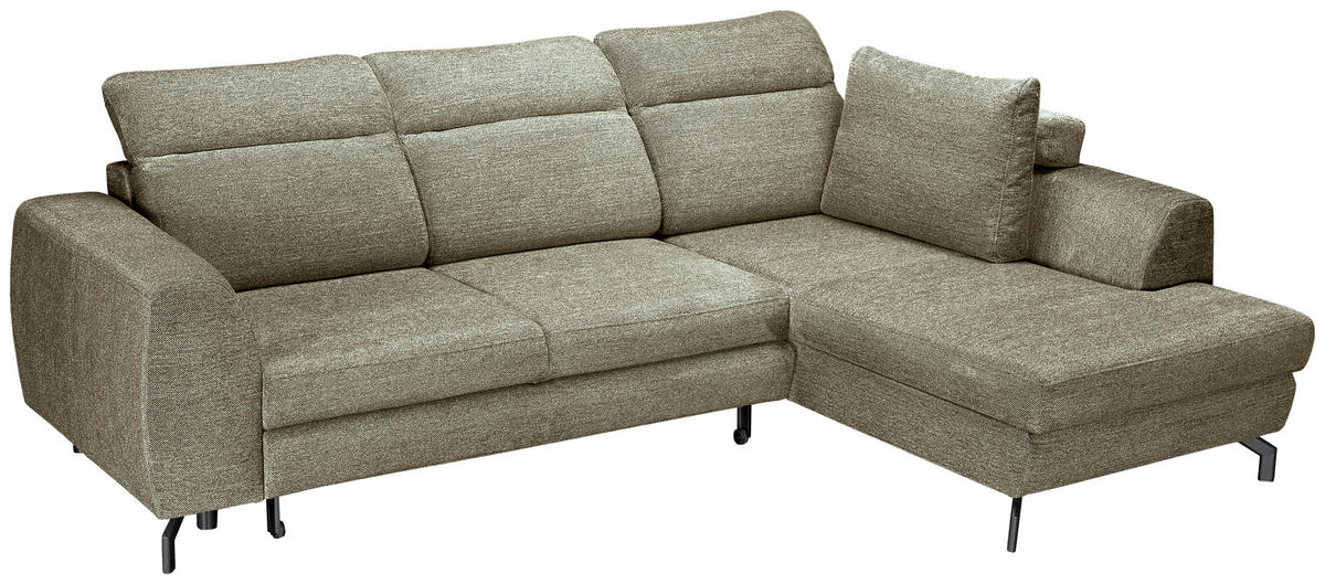 ECKSOFA Olivgrün Chenille  - Schwarz/Olivgrün, KONVENTIONELL, Textil/Metall (240/185cm) - Carryhome
