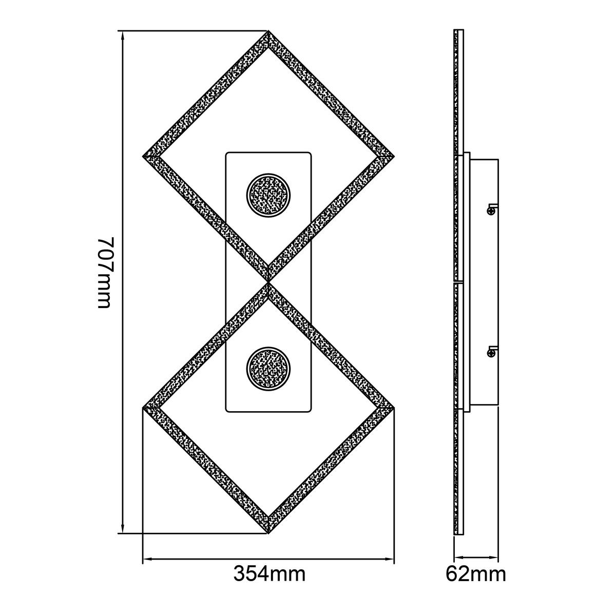 LED-DECKENLEUCHTE    70,7/35,4/6,2 cm  - Schwarz/Braun, Design, Holz/Kunststoff (70,7/35,4/6,2cm) - Brilliant