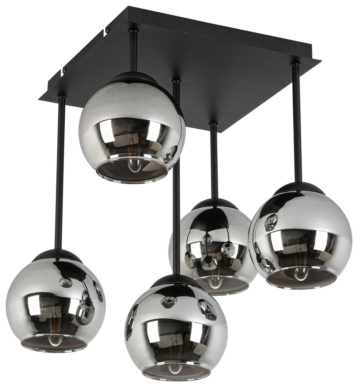 DECKENLEUCHTE    36/36/42,3 cm  - Chromfarben/Schwarz, Trend, Glas/Kunststoff (36/36/42,3cm) - Novel