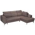 ECKSOFA Dunkelbraun Chenille  - Dunkelbraun/Schwarz, KONVENTIONELL, Textil/Metall (240/185cm) - Carryhome
